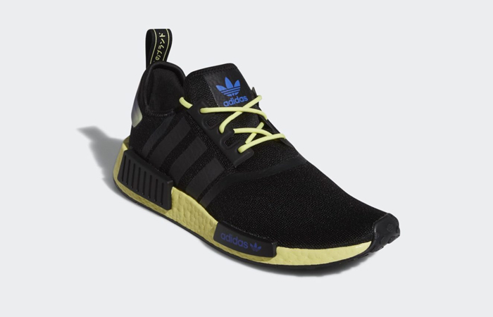 adidas NMD R1 Core Black Pulse Yellow GY8281 front corner