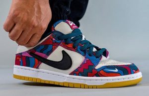 Parra Nike SB Dunk Low White Fireberry DH7695-600 on foot 01