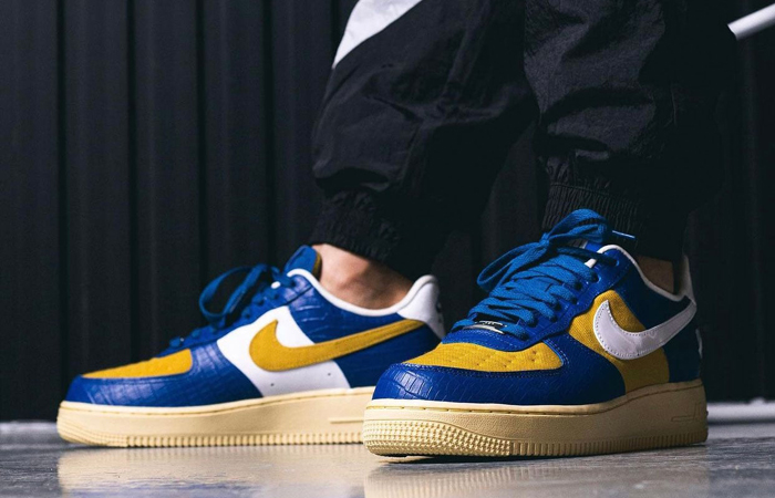 Undefeated Nike Air Force 1 Low Blue Croc DM8462-400 onfoot 02