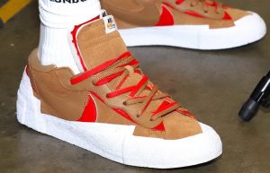 sacai Nike Blazer Low Light British Tan DD1877-200 on foot 01