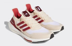 NCAA adidas Ultraboost 21 Cloud White Red GX7970 front corner