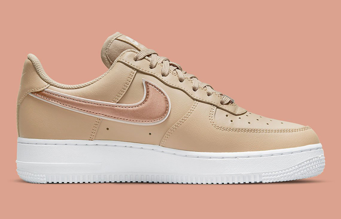 rose gold and white air force ones