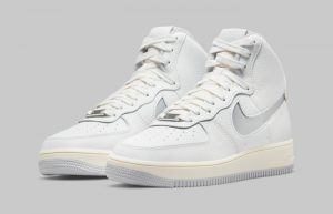 Nike Air Force 1 High Strapless Summit White Grey DC3590-101 front corner