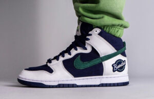 Nike Dunk High EMB White Navy DH0953-400 onfoot 02