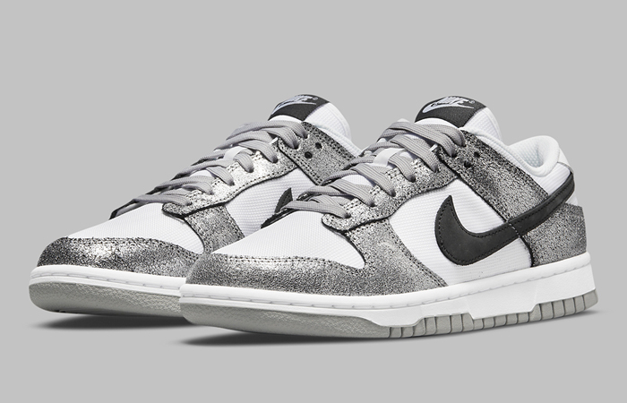Nike Dunk Low Cracked Leather Silver White DO5882-001 front corner