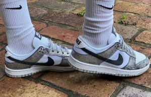 Nike Dunk Low Cracked Leather Silver White DO5882-001 onfoot 02
