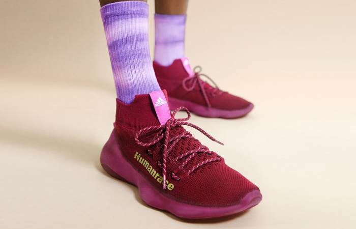 Pharrell adidas Humanrace Sichona Burgundy GW4879 onfoot 01