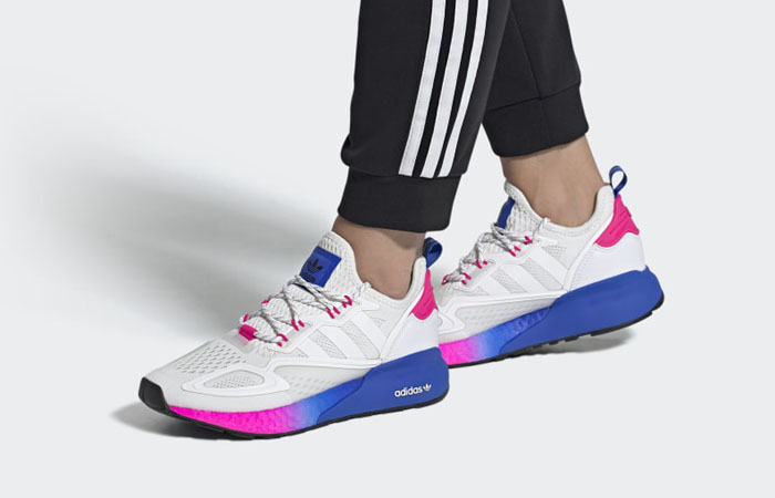 adidas ZX 2K Boost Cloud White Pink FY0605 on foot 02