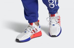 adidas ZX 2K Boost Cloud White Solar Red FV9996 on foot 02