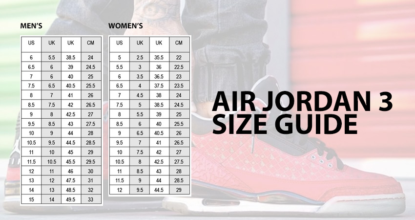 Air Jordan 3 Size Guide