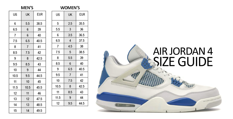 Air Jordan 4 size guide