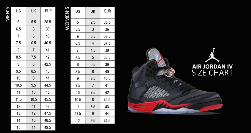 Air Jordan 5 Size Guide