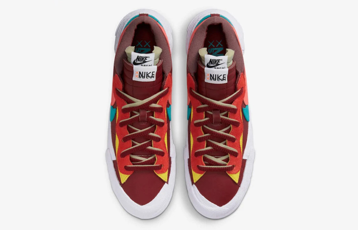 KAWS sacai Nike Blazer Low Red Multi DM7901-600 up