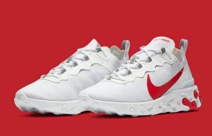 Nike React Element 55 White Red BQ6167-102 front corner