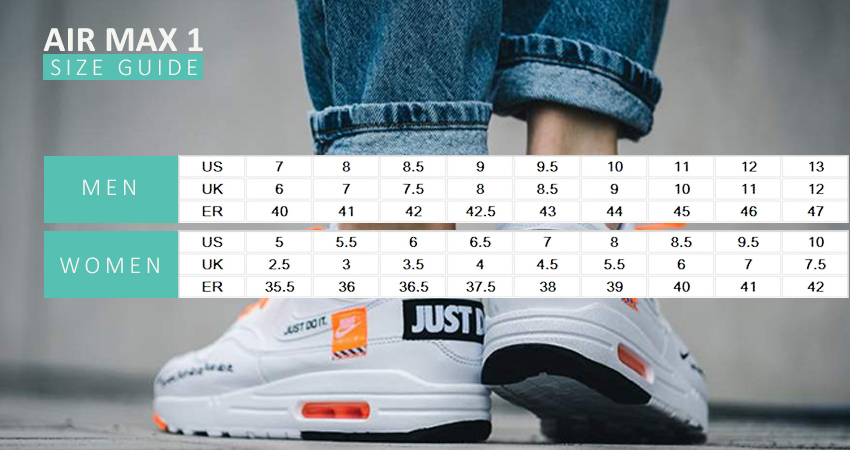 Air Max 1 Size Guide