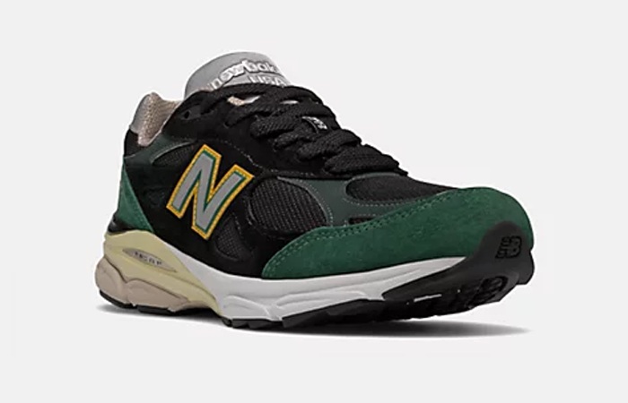 New Balance 990v3 Made in USA Black Green M990CP3 front corner