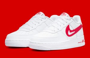 Nike Air Force 1 Low White University Red GS DR7970-100 front corner