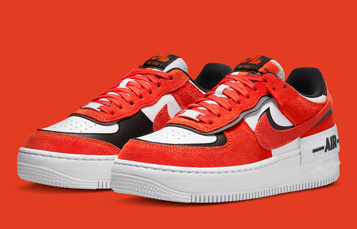 Nike Air Force 1 Shadow Red White Womens DQ8586-800 front corner