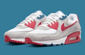 Nike Air Max 90 Athletic Club Grey Red DQ8235-001 front corner