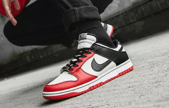 Nike Dunk Low Sail Chile Red Older Kids DO6288-100 onfoot 01