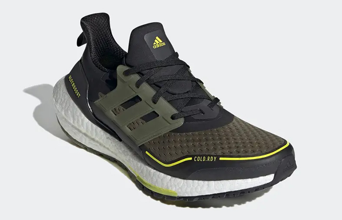 adidas Ultra Boost 21 COLD.RDY Black Olive S23896 front corner