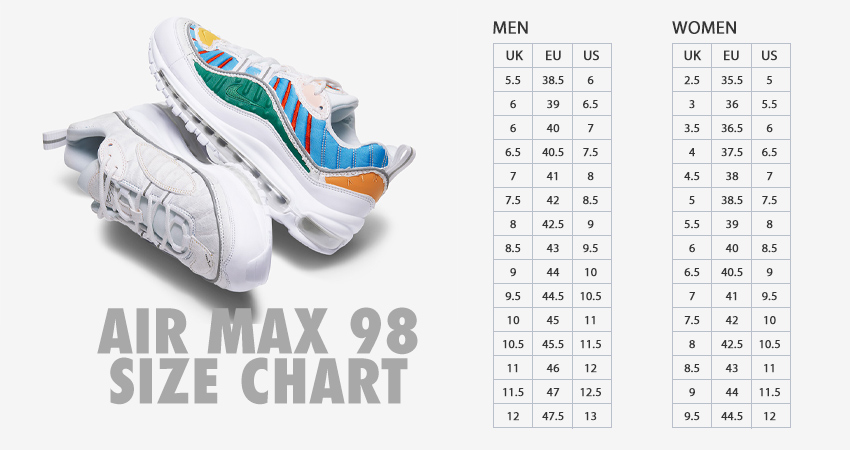 Air Max 98 Size Chart
