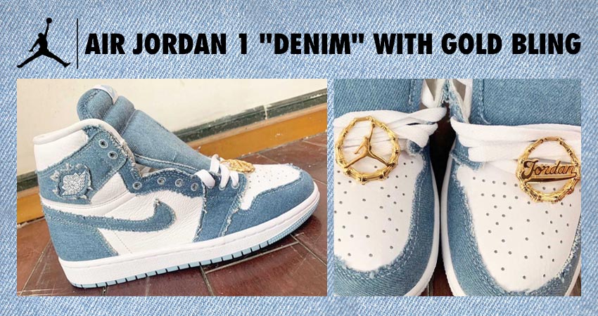 Air Jordan 1 Denim with Gold Bling