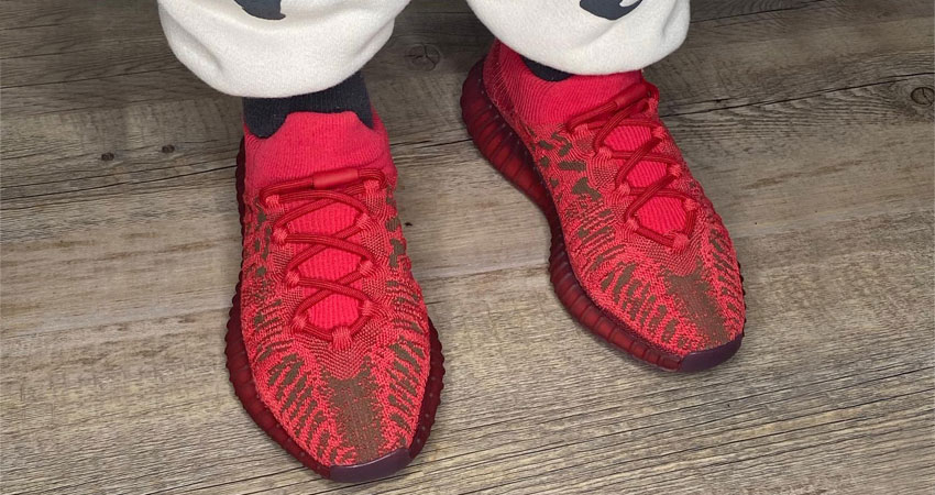 Yeezy 350 Boost V2 CMPCT Slate Red on-foot front look