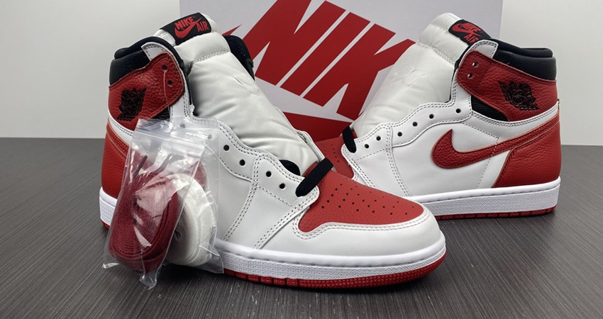 Explore Air Jordan 1 High OG Heritage White University Red In All Sizes 02