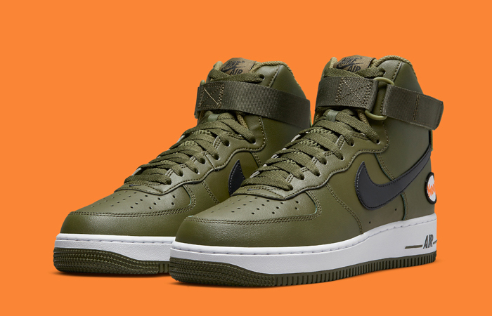 Nike Air Force 1 High Hoops Pack Olive White DH7453-300 front corner