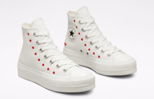 Converse Chuck Taylor All-Star Lift Hi White Red Womens A01599C front corner