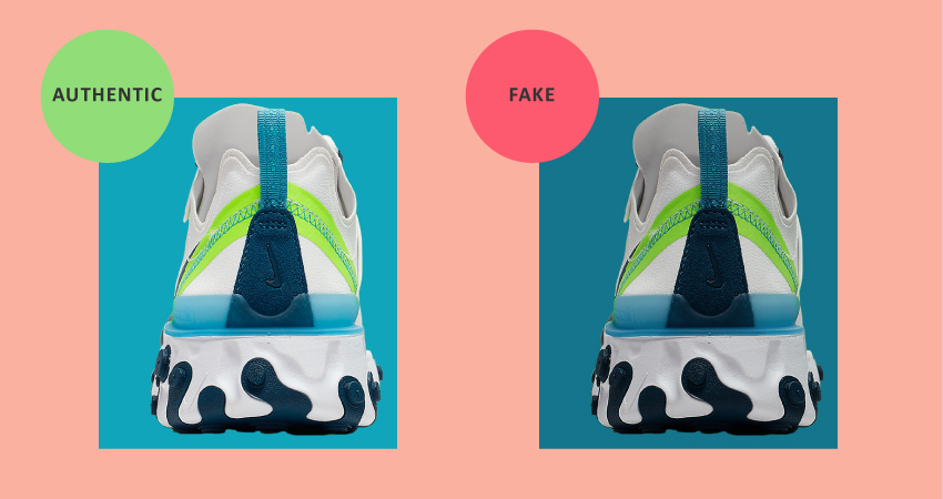  Nike React Element 55 Real vs Fake Rear Side