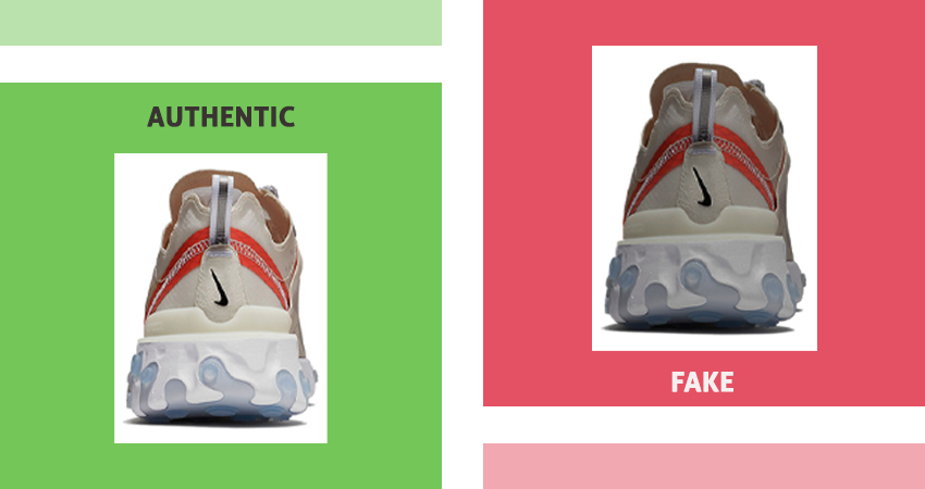 Nike React Element 87 real vs Fake rear side