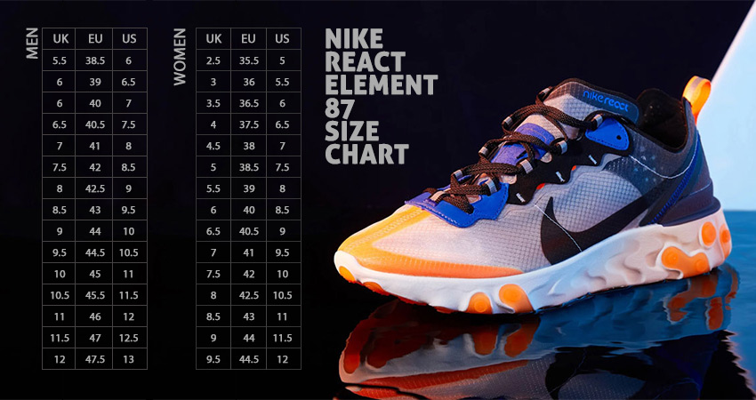 Nike React Element 87 Size guide