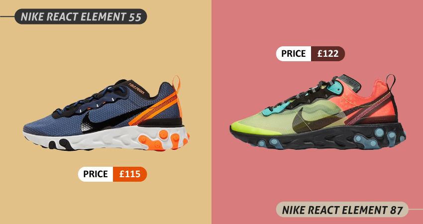 Nike React Element 55 vs 87 price