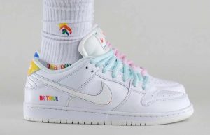Nike SB Dunk Low Be True White Multi DR4876-100 onfoot 01