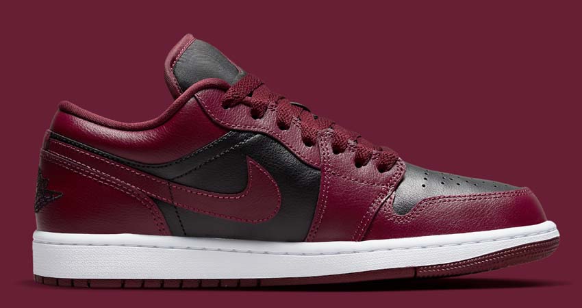 This Air Jordan 1 Low Is Dressed Up In A Wine Like Red 01