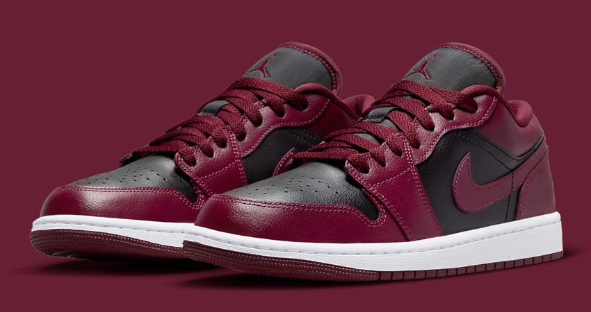 This Air Jordan 1 Low Is Dressed Up In A Wine Like Red 02