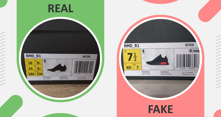 Real vs Fake adidas NMD Box