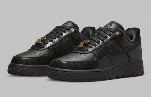 Nike Air Force 1 Low 40th Anniversary Black Gold Womens DX6035-001 front corner