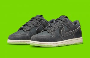 Nike Dunk Low Double Swoosh Grey Green PS DQ6216-001 front corner