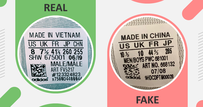 Real vs Fake adidas NMD Size Tag