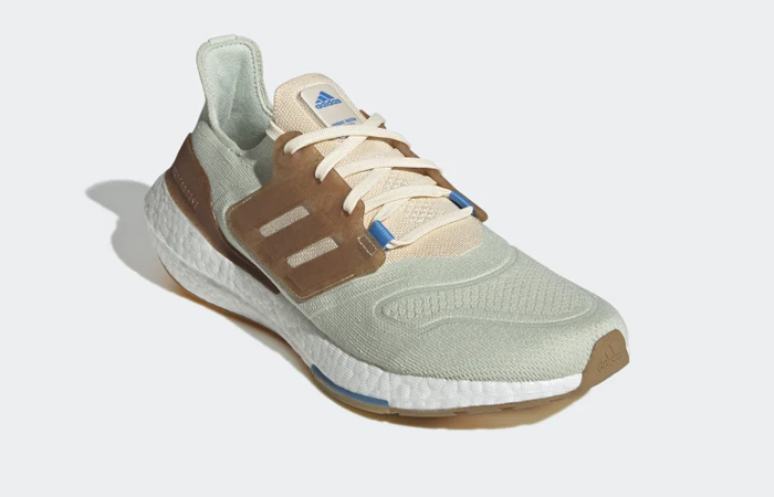 adidas Ultraboost 22 Made With Nature Linen Green GX9141 front corner