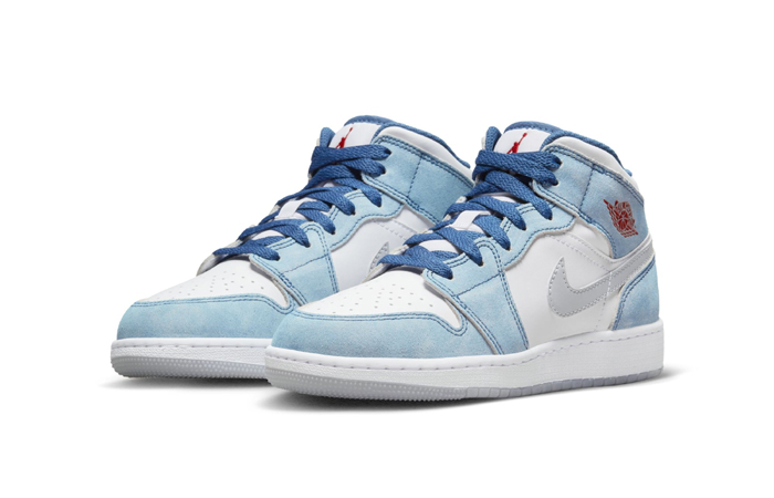 Air Jordan 1 Mid SE GS French Blue Fire Red DR6235-401 front corner