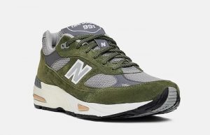 New Balance 991 Made in UK Green Grey Tan M991GGT front corner