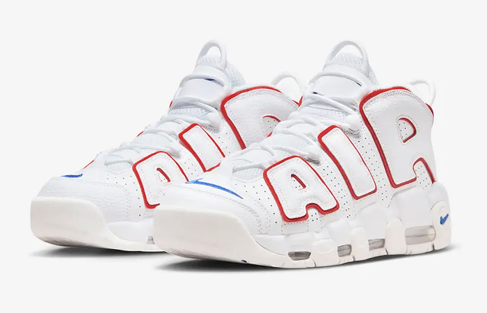 Nike Air More Uptempo White Red Blue DX2662-100 front corner