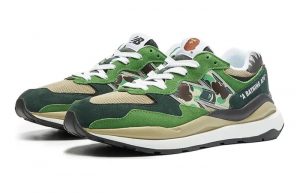 Bape x New Balance 5740 Camo Green front corner