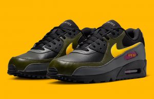 Nike Air Max 90 GORE-TEX Black Yellow Khaki DJ9779-001 front corner