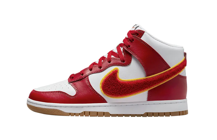 Nike Dunk High Chenille Swoosh White Red DR8805-101 featured image