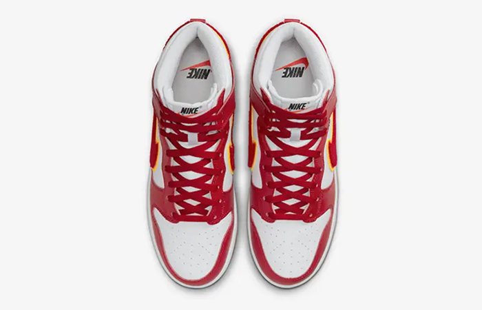 Nike Dunk High Chenille Swoosh White Red DR8805-101 up